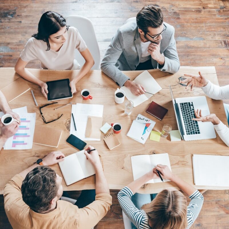 Law firm marketing team reviewing results together